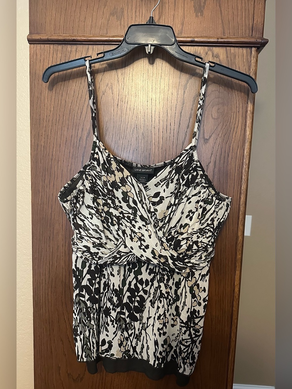 Lane Bryant Brown & Tan Twist-Front Printed Cami